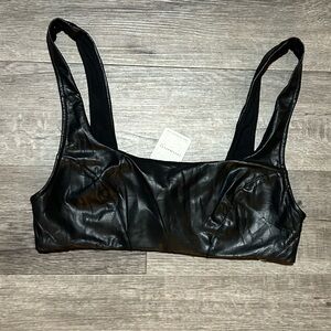NWT Free People Intimately Black Faux Leather Bralette
